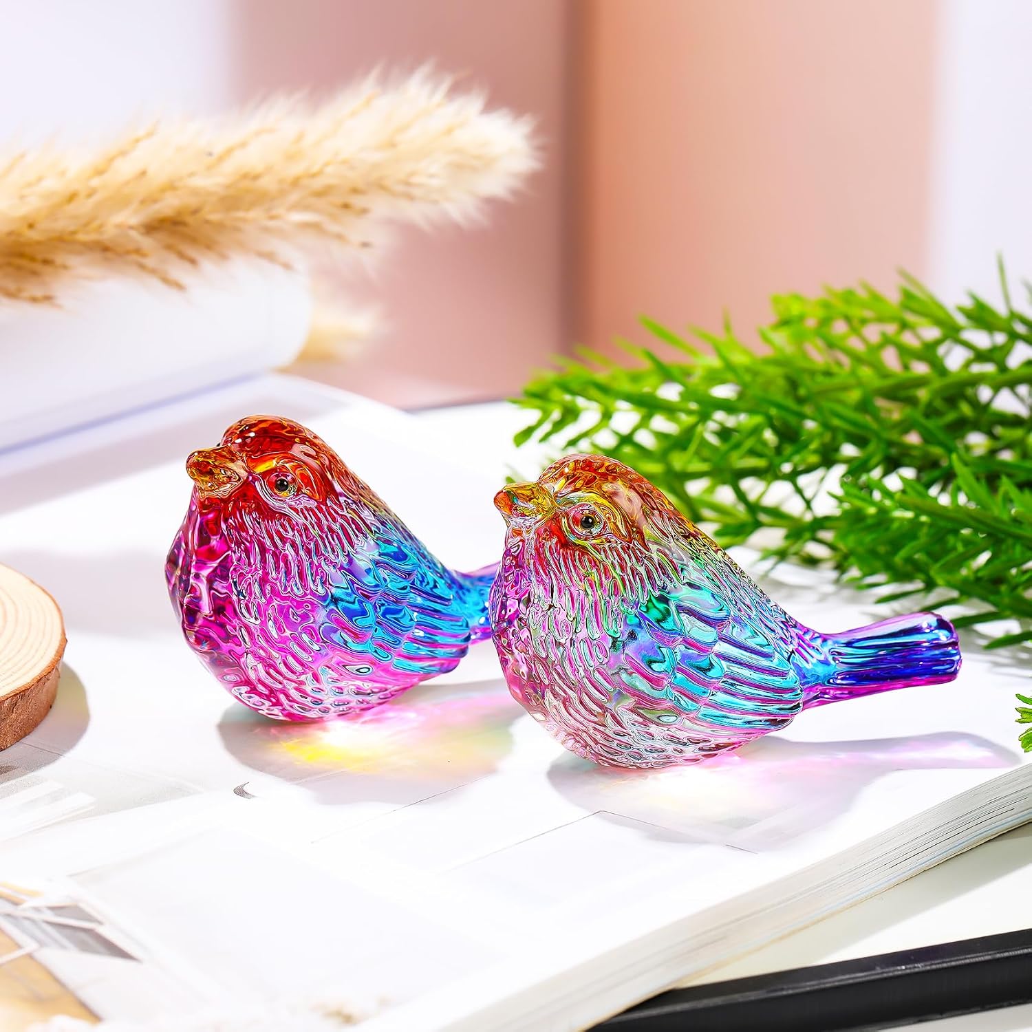 Colorful Crystal Birds Figurines Handmade Bird Gifts for Women Men Bird / Multicolor / Set of 2