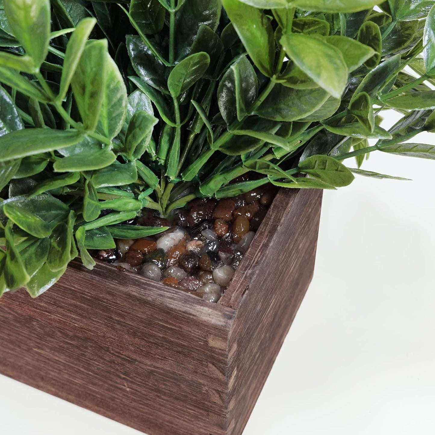 14" Artificial Boxwood Plants in Rectangular Wood Planter Farmhouse Greenery / Boxwood In Natural