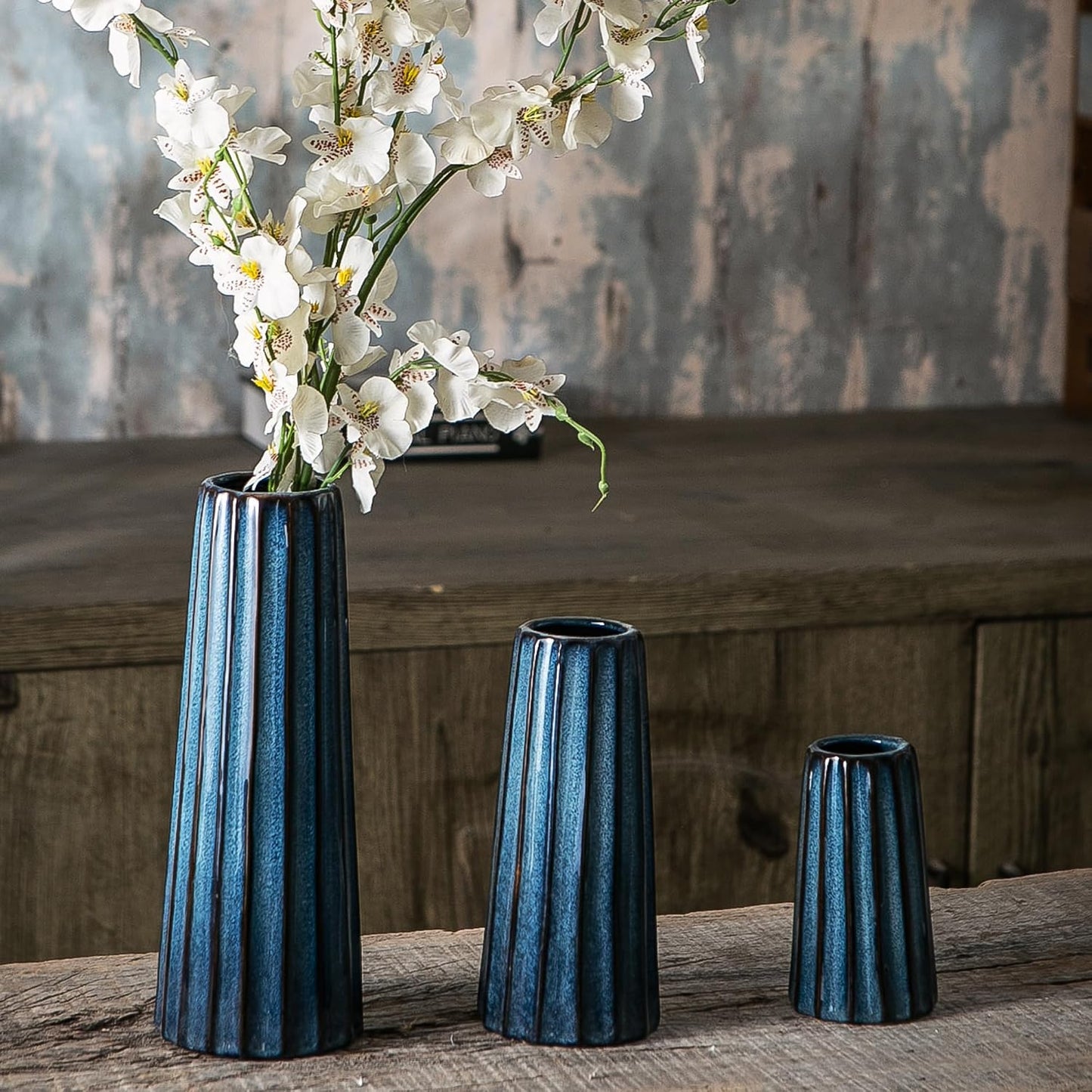 Ceramic Vase / Modern Vases / Blue / Set of 3