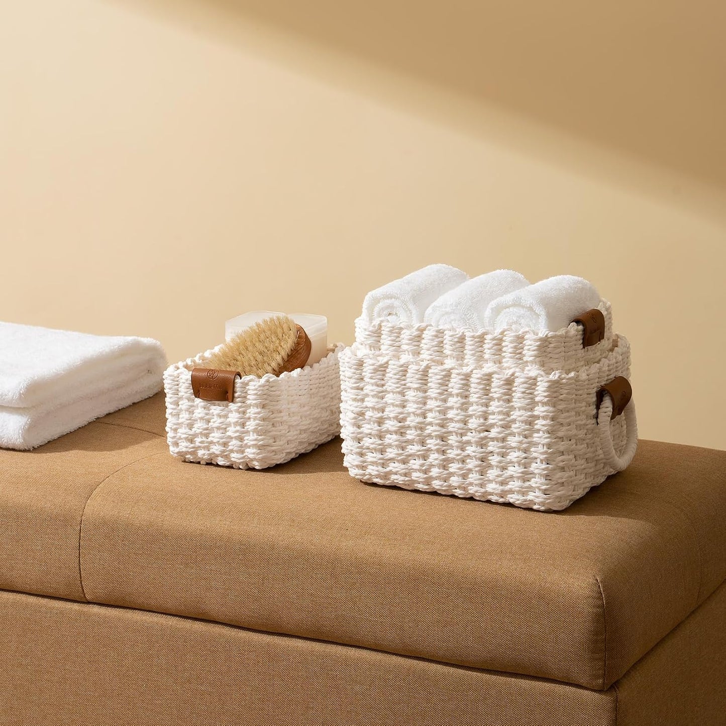 Woven Storage Baskets for Organizing / White