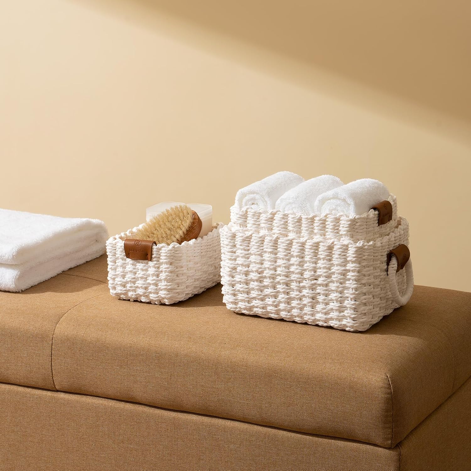 Woven Storage Baskets for Organizing / White