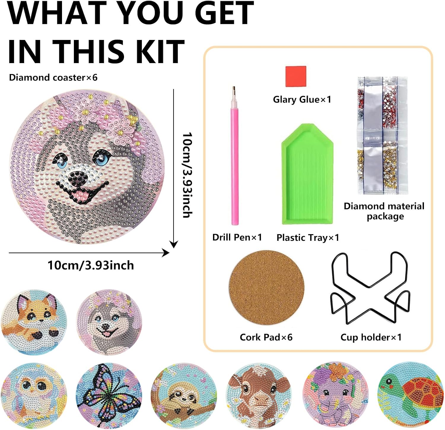 Holder / DIY Gem Art / Animal / 3.9 Inch / Set of 8