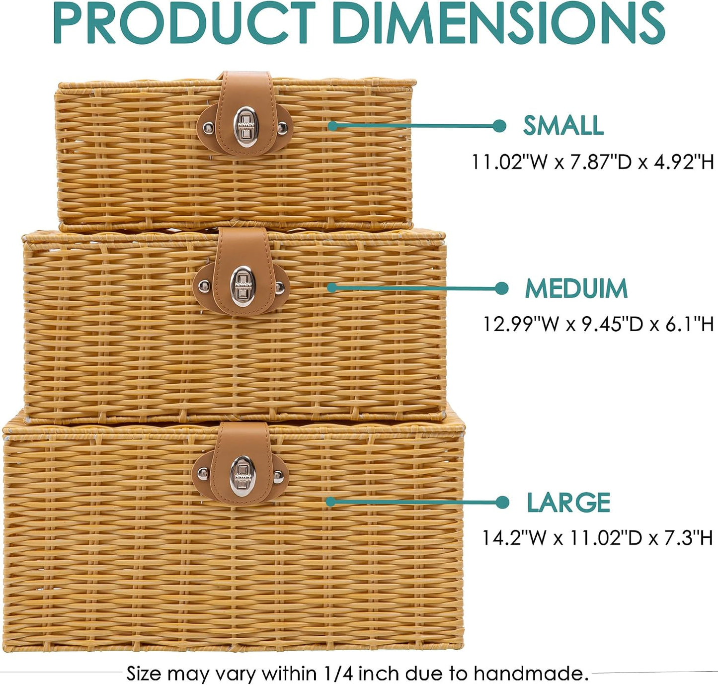 Woven Baskets / Wicker Storage Baskets / Set of 3