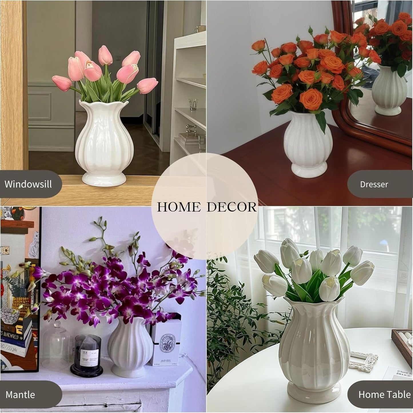 Modern Ceramic Flower Vase / White