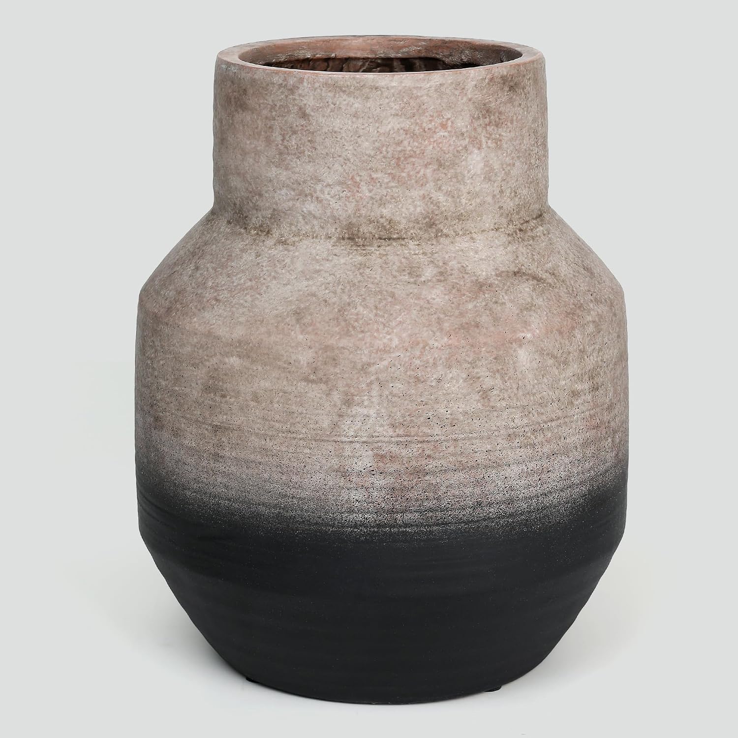 Large Rustic Ceramic vase Farmhouse Vintage Pottery / 11.01inch / Brown
