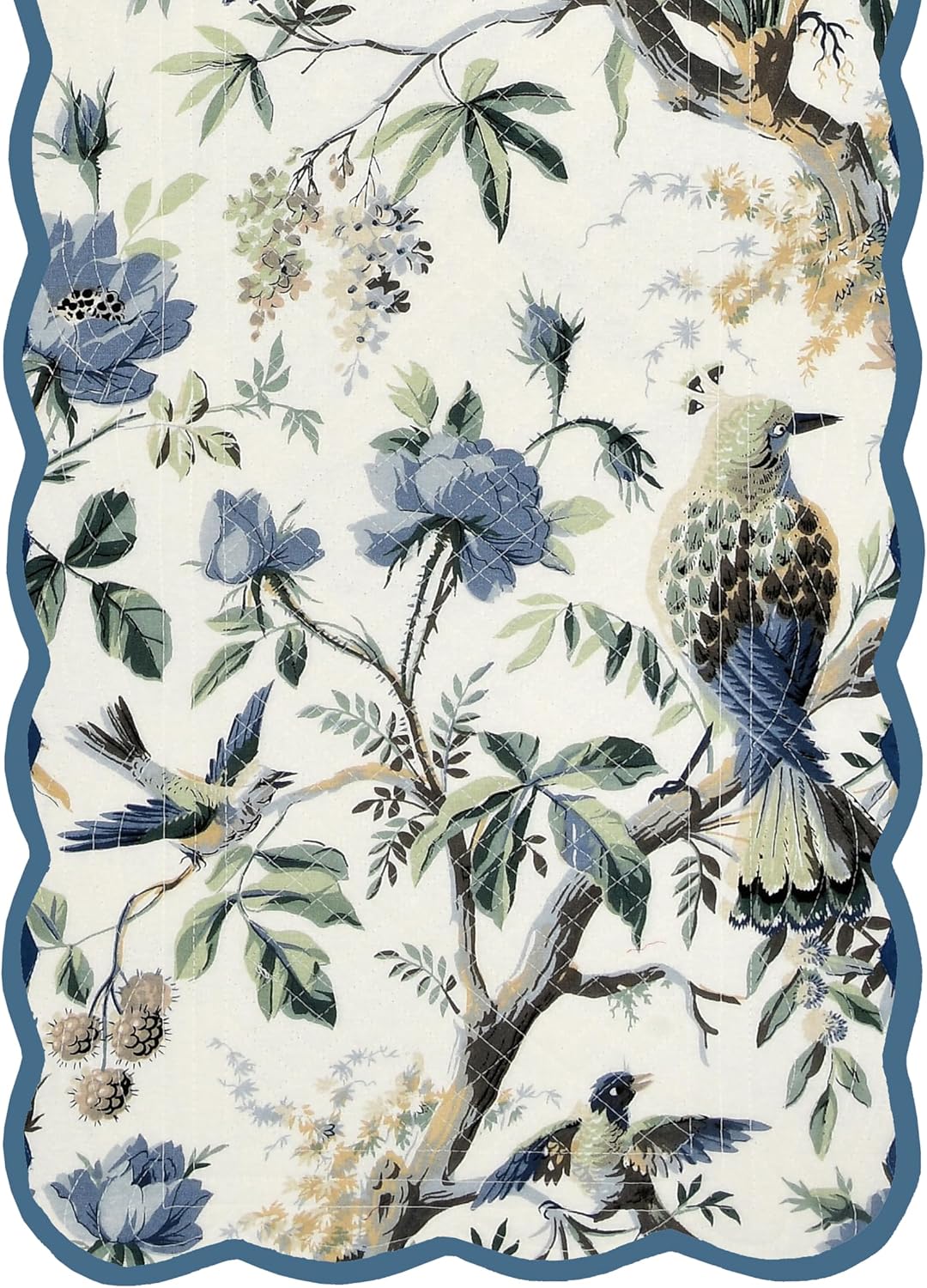 Peacock Vines Luxury Handcrafted Runner (Reversible) Cotton Quilted Fabric Machine Washable – Elegant Home Decor – 14 x