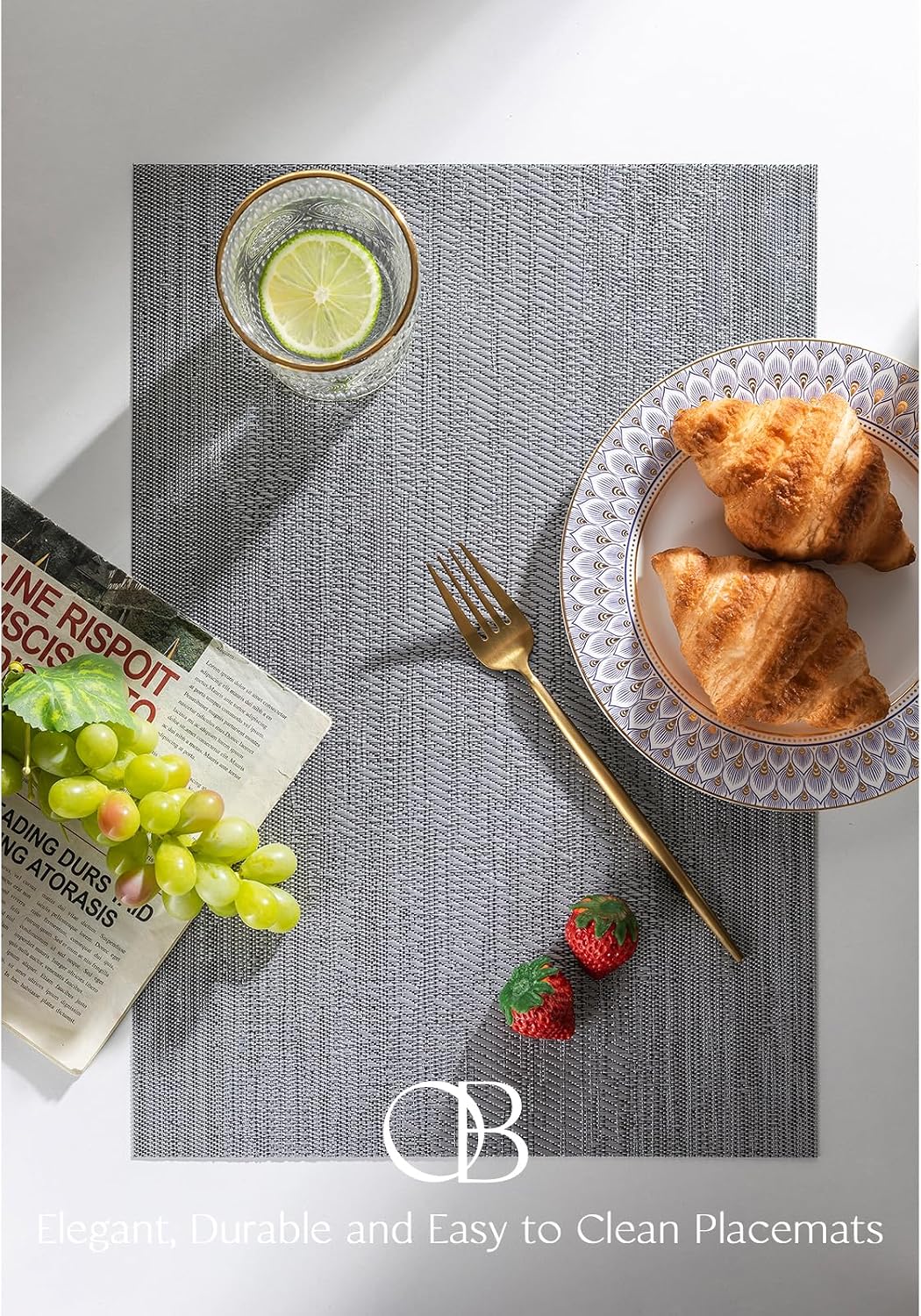 Placemats Set of 12 - Easy Clean Woven Vinyl Placemat for Dining Table, Indoor/Outdoor Place Mats, Washable PVC Table