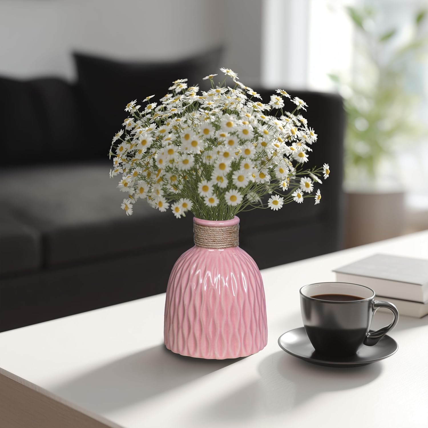 Modern Vases / Small Ceramic Vases for Flowers / Pink / 6 Inch