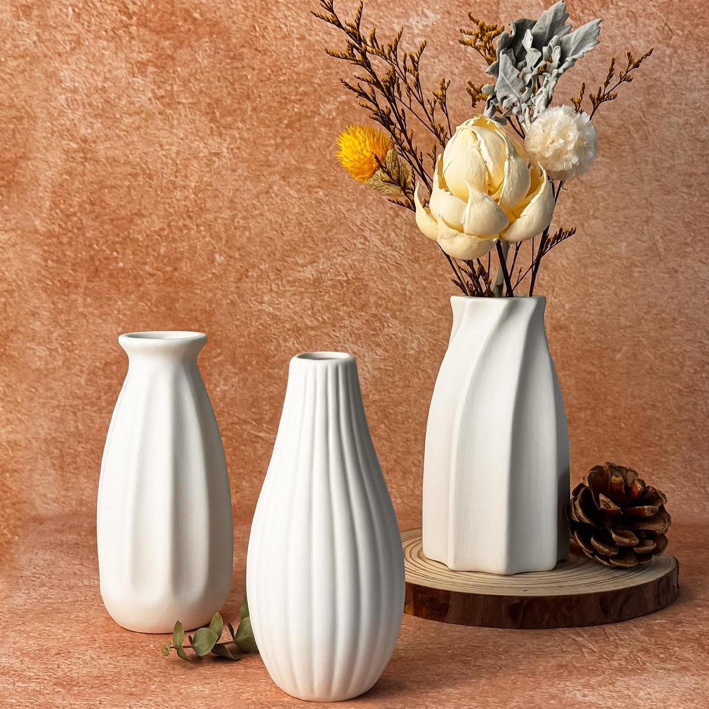 White Vase / Small White Bulk Bud Vases for Pampas Grass / White-12 / Set of 12