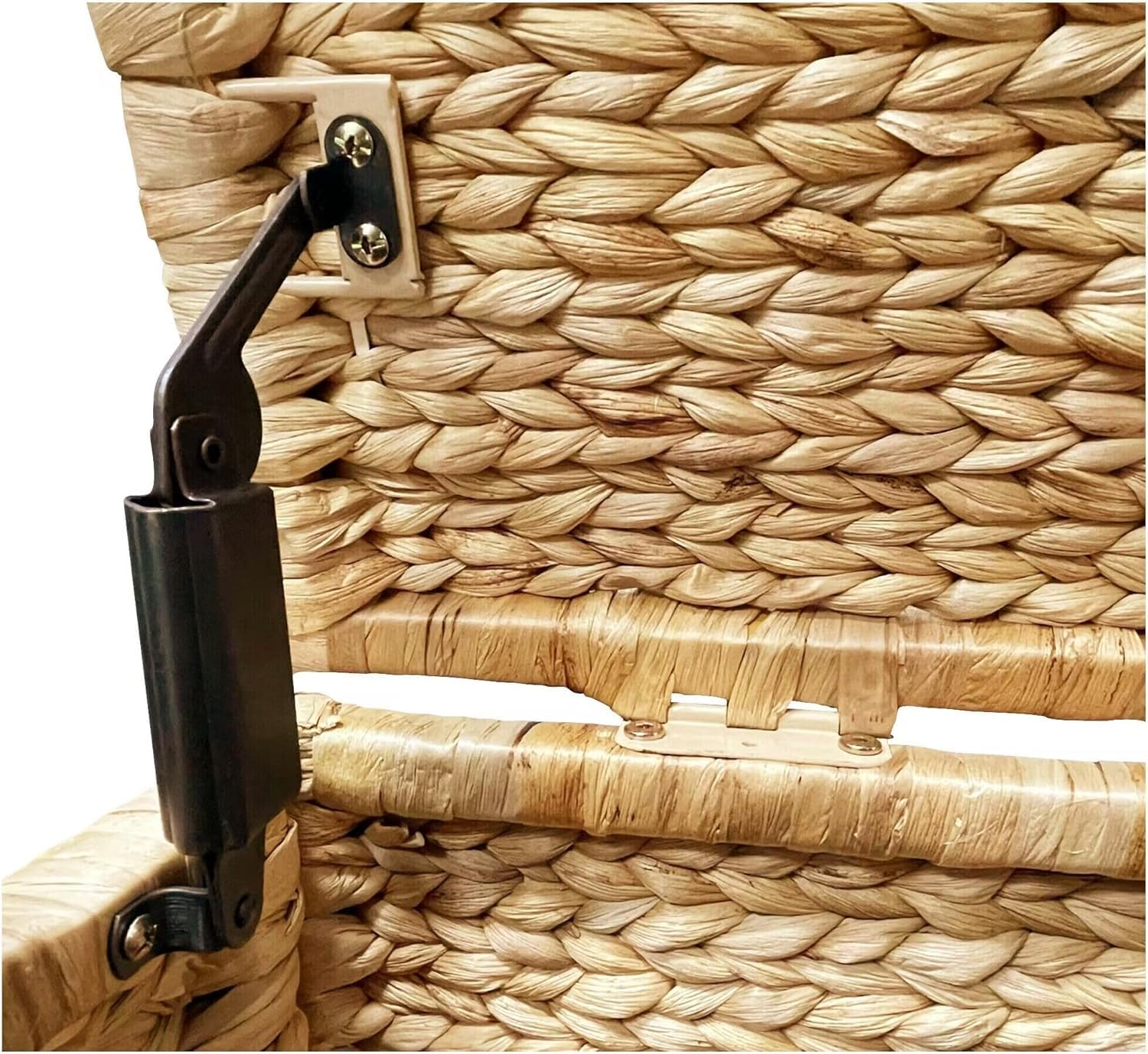 Metal Frame / Water Hyacinth Wicker Storage Trunk / Natural / 30 x 17.5