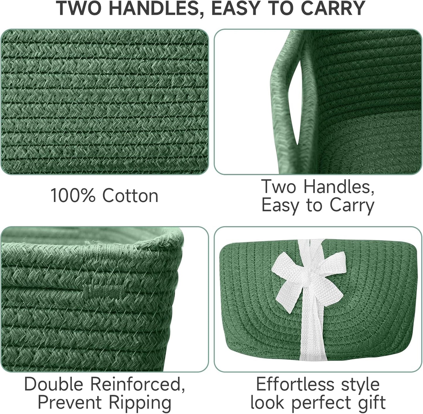 Small Woven Baskets / 11.8"lx7.8"wx5.1"h / Green / Set of 3