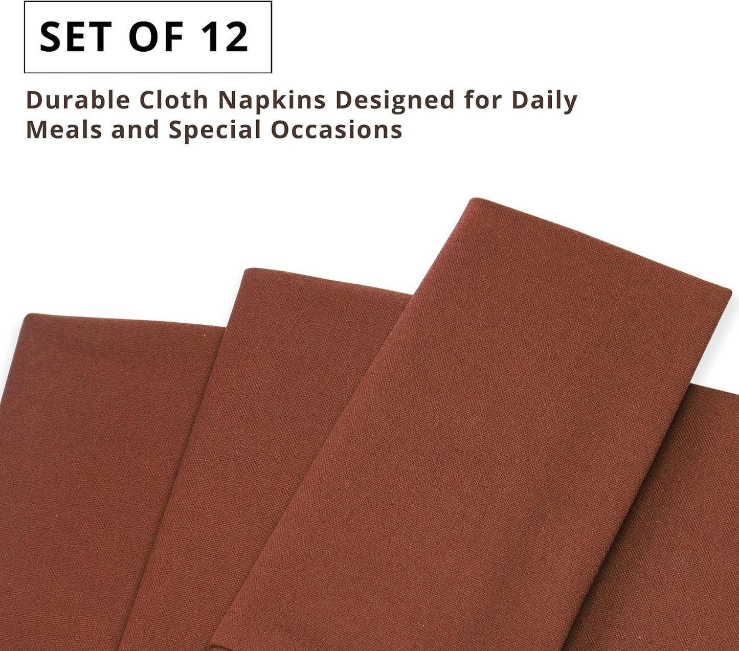 Rust Set of 12 Cloth Dinner Napkins 100% Cotton 18x18 Inch - Soft Durable Washable - Ideal for Farmhouse Party Spring
