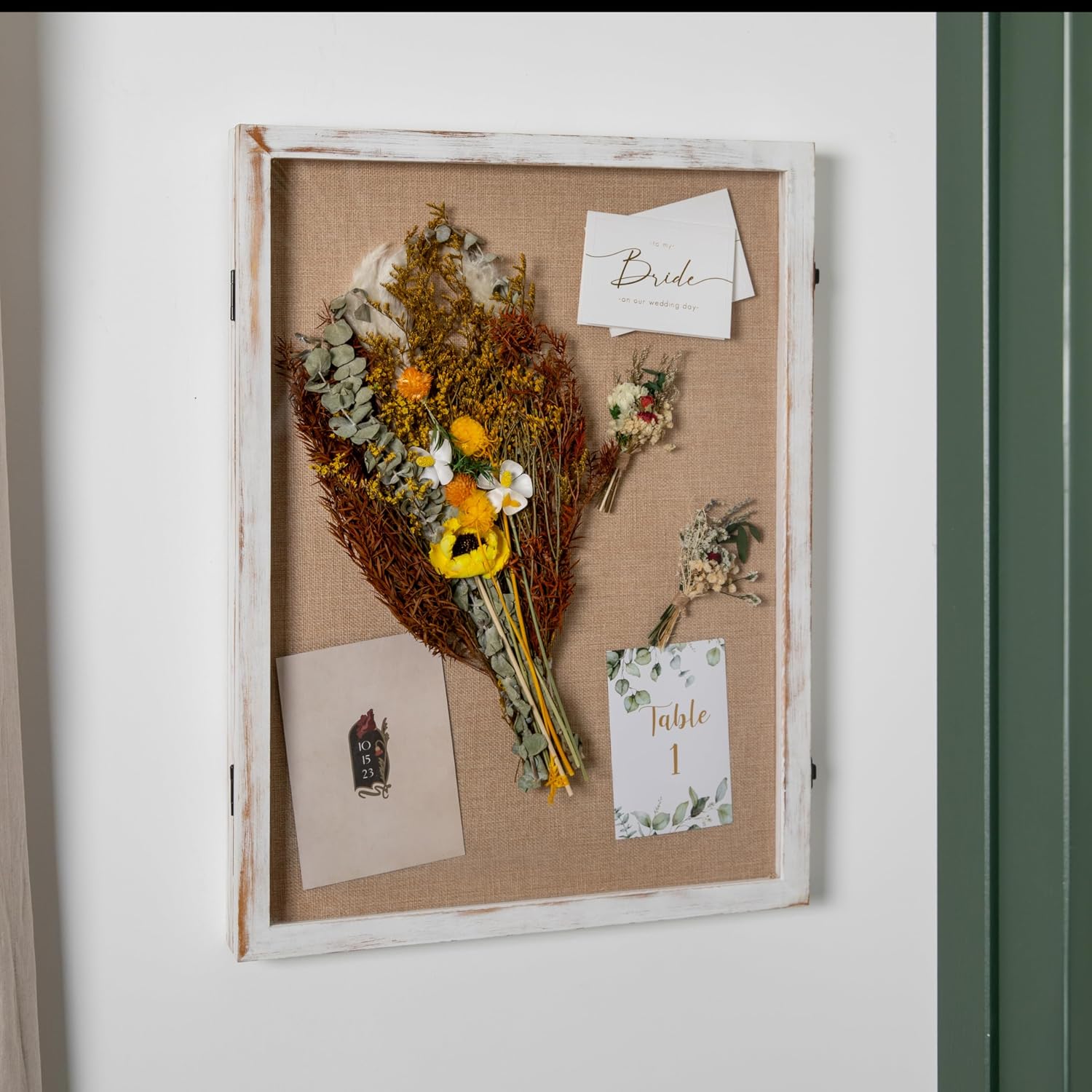 Flash Furniture Peyton Shadow Box Display Case, Solid Pine Wood Frame, Powder Coated Latch and Hinges, Foam Back with