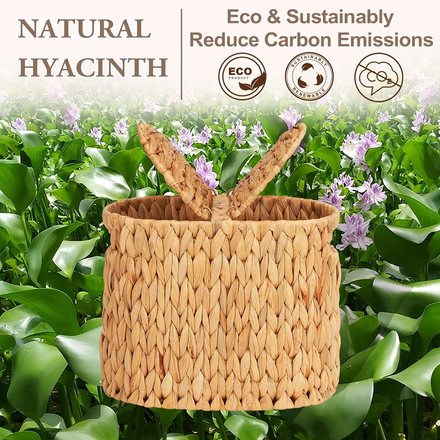 Wicker Toilet Paper Storage Basket / Water Hyacinth / 4 Rolls