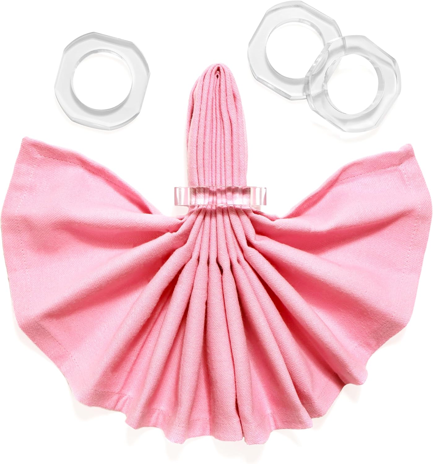 Clear Acrylic Napkin Rings, Bulk Set of 12, Table Settings | 2.25x2.25x0.5 in each, lightweight plastic, reusable, easy
