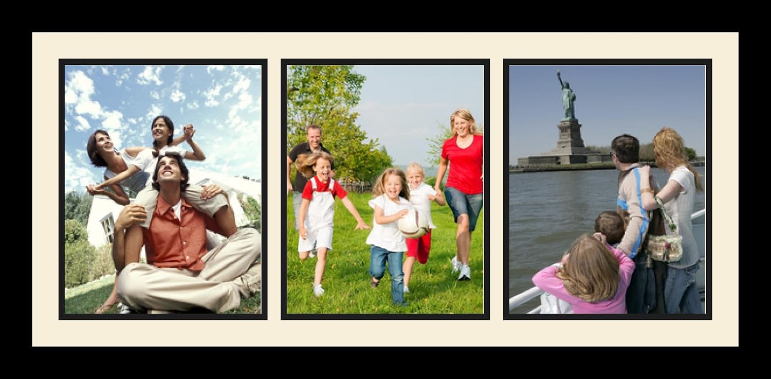 ArtToFrames Collage Photo Frame Single Mat with 3-8x10 Openings with Satin Black Frame and Grape mat.