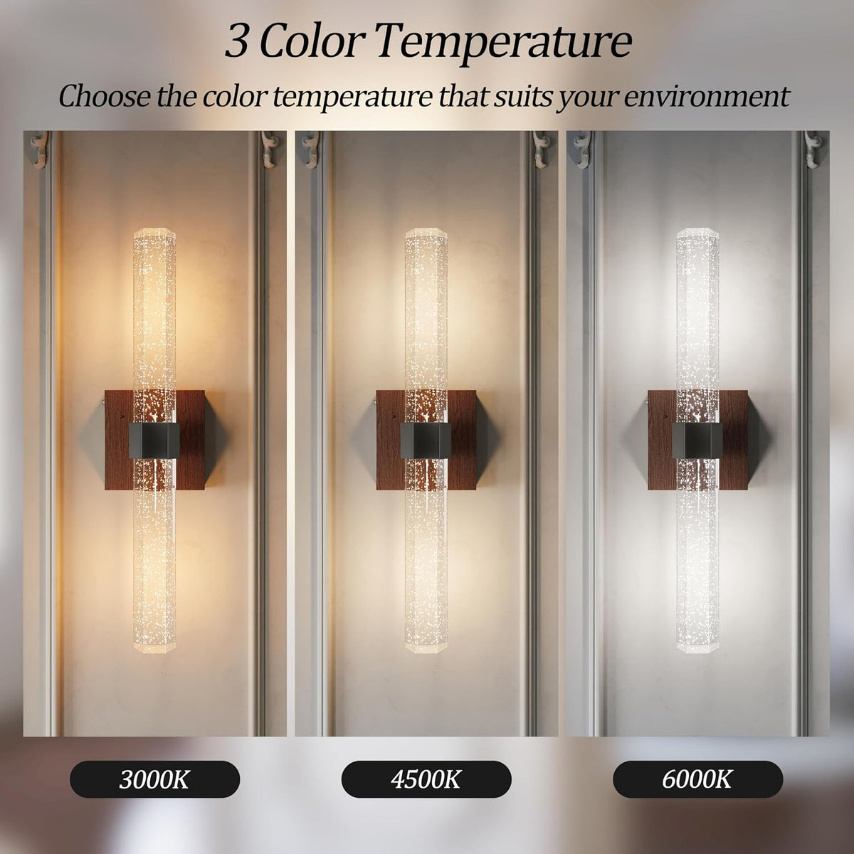 Black Walnut Battery Operated Wall Sconces Set of Two, 18.4 Inch | LED Wireless Rechargeable Wall Lights Dimmable Timer