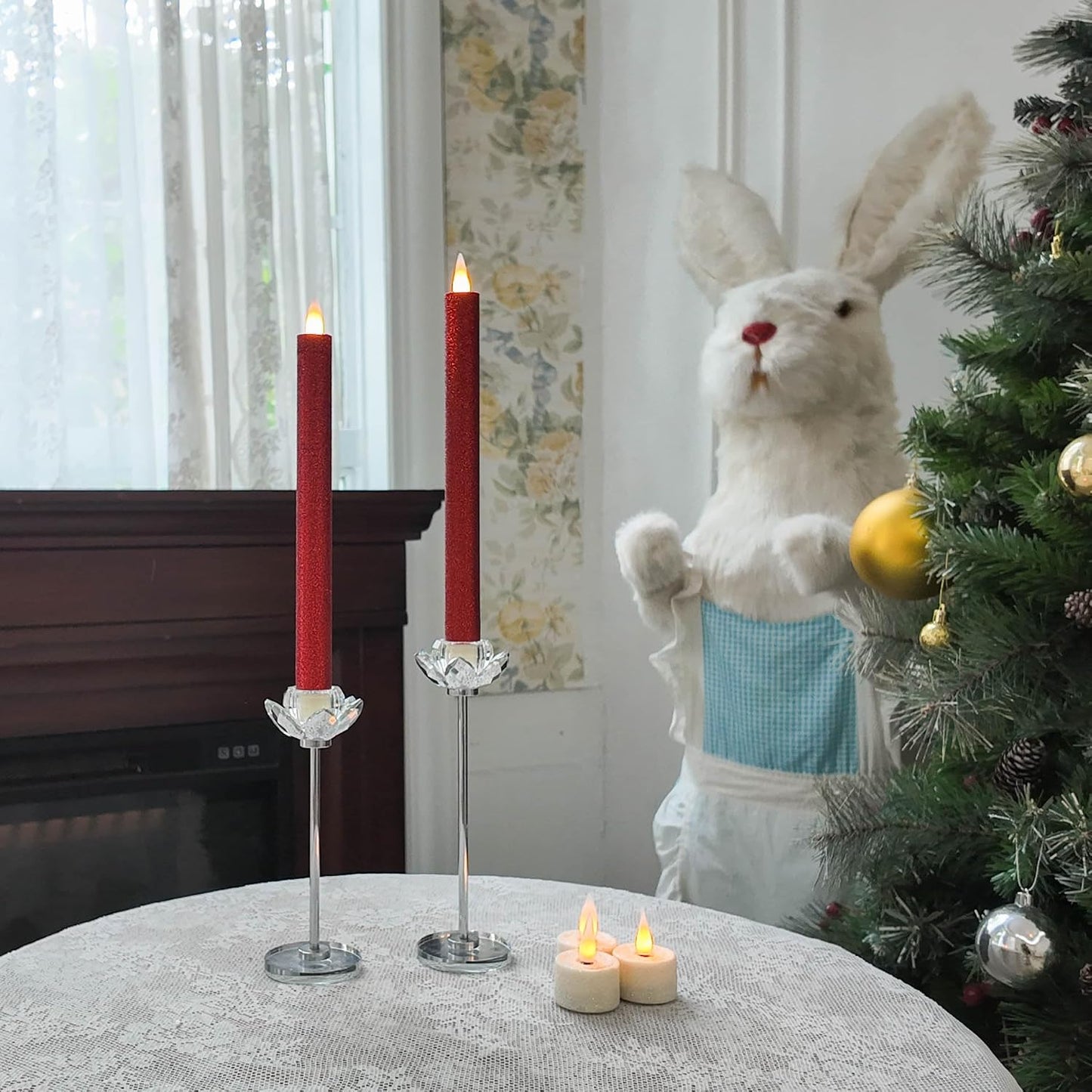 Flameless Taper Candles Flickering with Remote and Timer, 3D Moving Flame Taper Candle Battery Operated to 400 Hours, 9