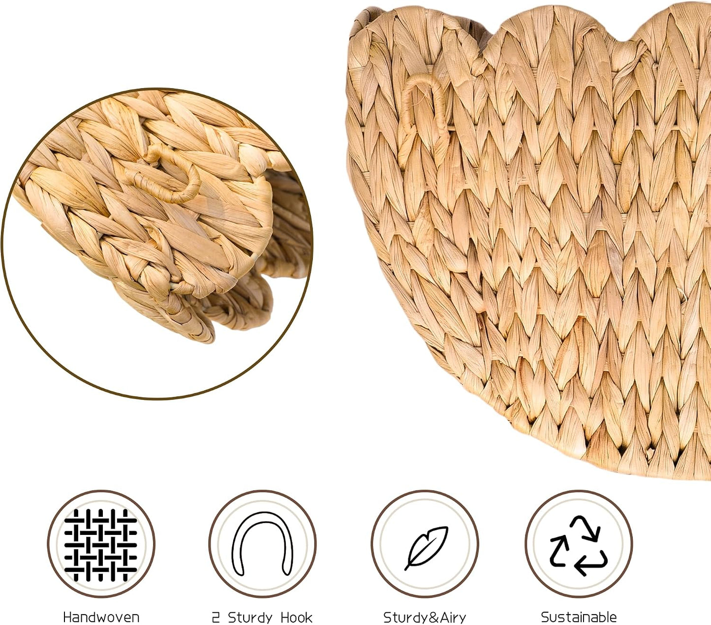 Handwoven Water Hyacinth Scalloped Basket