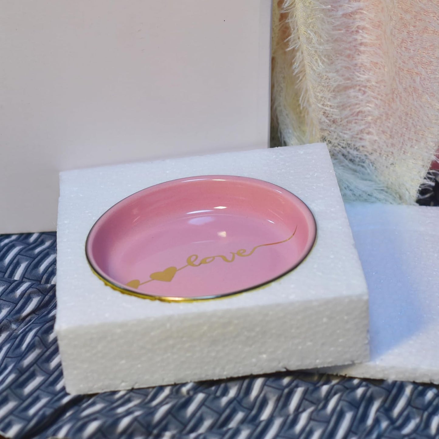 Ceramic Tray Love Dish Bowl Jewelry Holder Trinket Tray for Rings / One Size / Boutique Dish/love-1