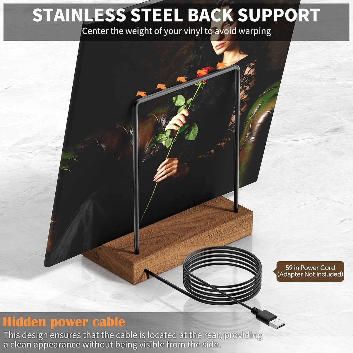 Now Playing Vinyl Record Stand, Light Up Vinyl Record Display Stand with RGB Sound Control Pickup Rhythm Lights Bar