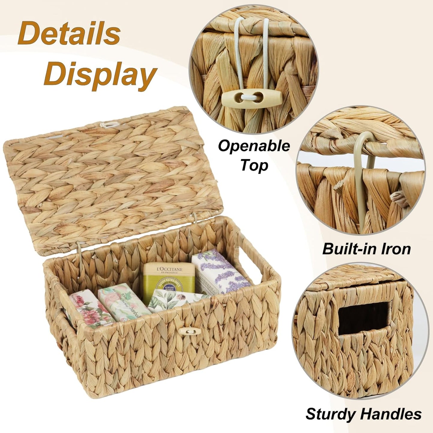 Wicker Basket / Rectangular Woven Basket / Small / Natural