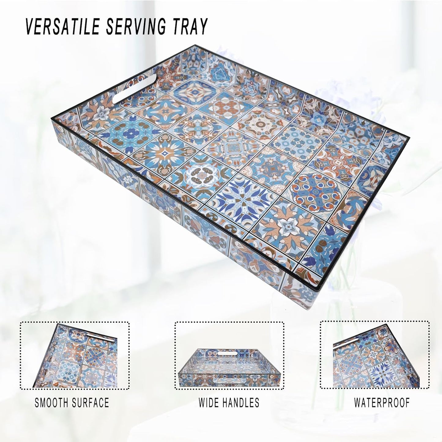 Serving Tray / Plastic Decorative Tray / Multi Boho