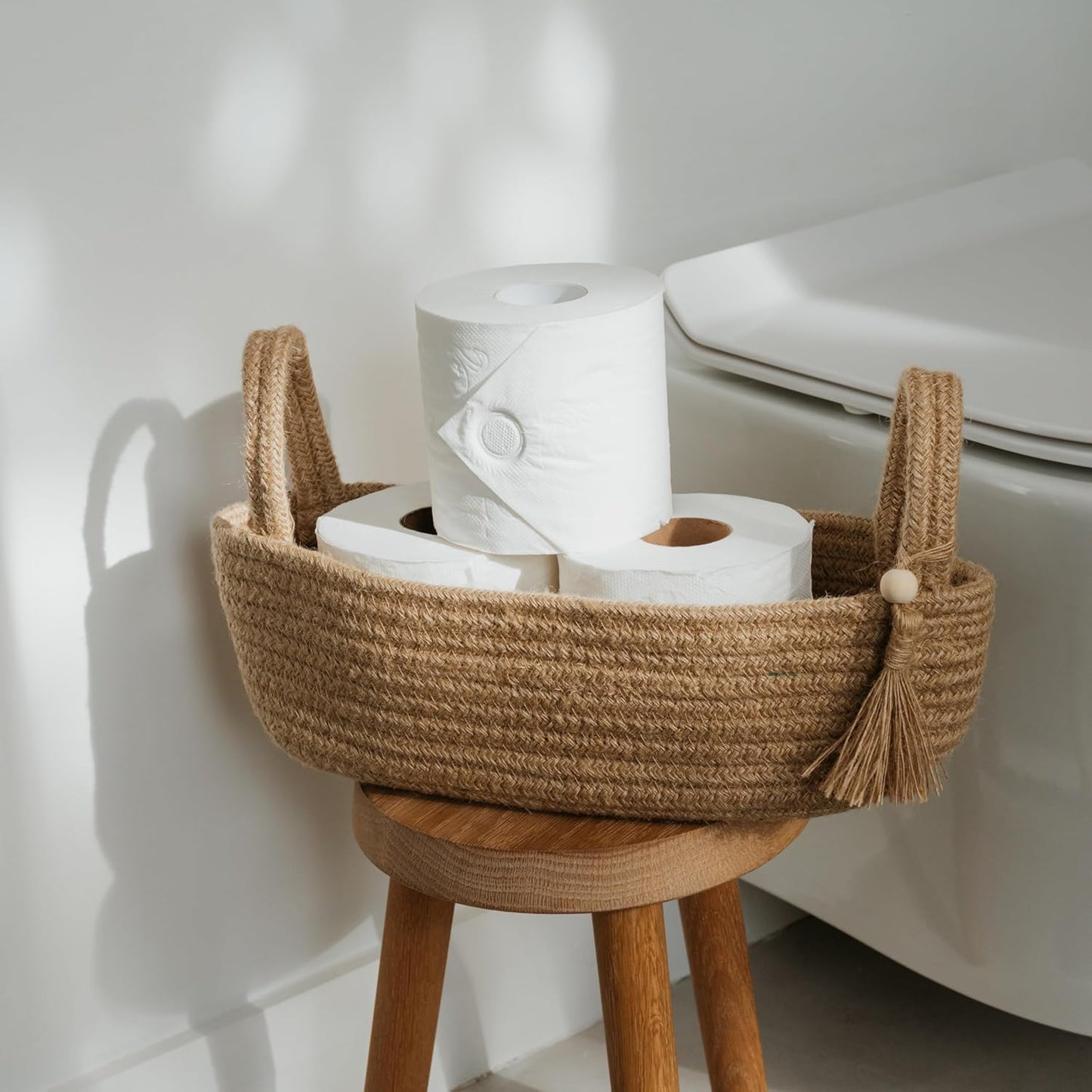 Boho Jute Cotton Rope Bin / Natural Brown