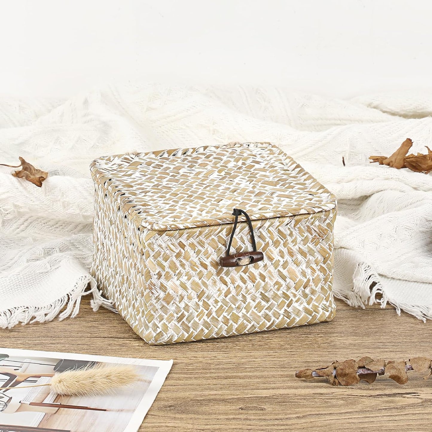 Wicker Shelf Baskets / Small / Whitewash Color