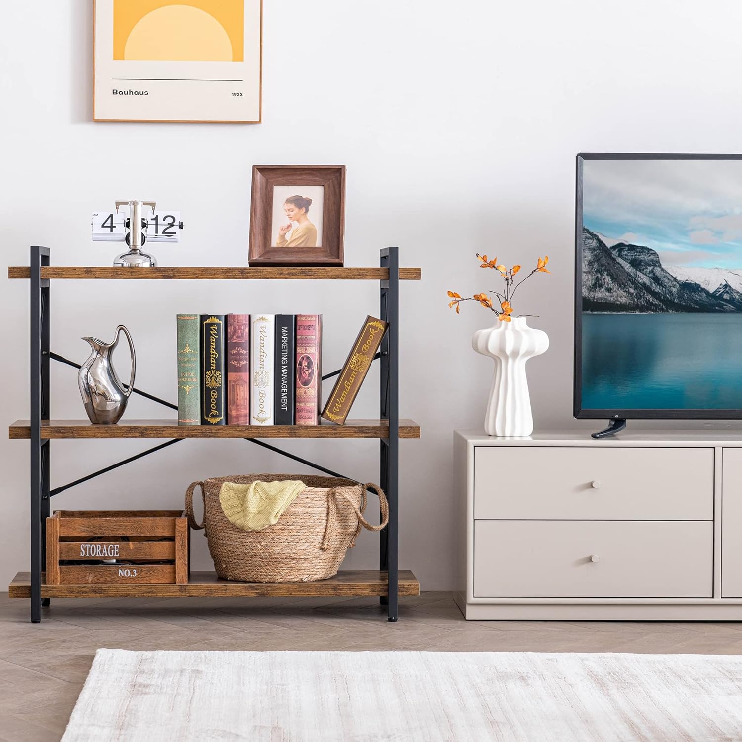 Wood and Metal / 3-tier / Rustic Brown
