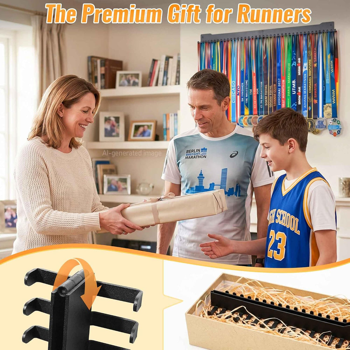 24-30 Inch Medal Hanger Display, Wall Mount Metal Ribbon Holder | Holds 60-100+ Medals, Supports 45 Lbs Capacity
