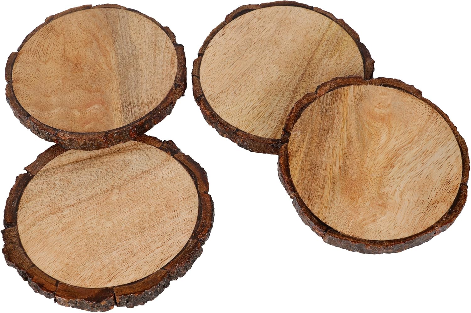 Mango Wood Coasters for Drinks / Natural / Set of 4