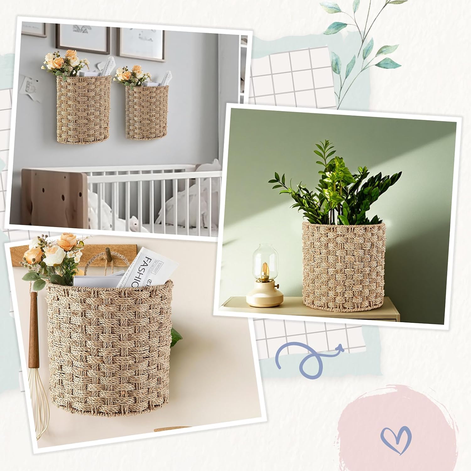 Wicker Decorative Baskets / Sea Grass / Natural / Set of 2