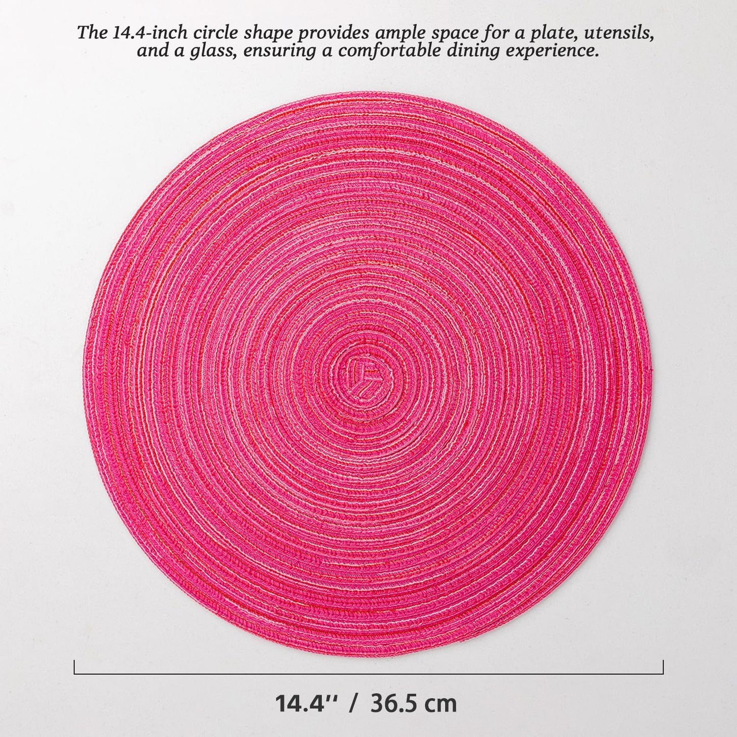 BARoyal Round Placemats Set of 12 Woven Placemats Washable Braided Table Mats for Dining Table Heat Resistant Non-Slip