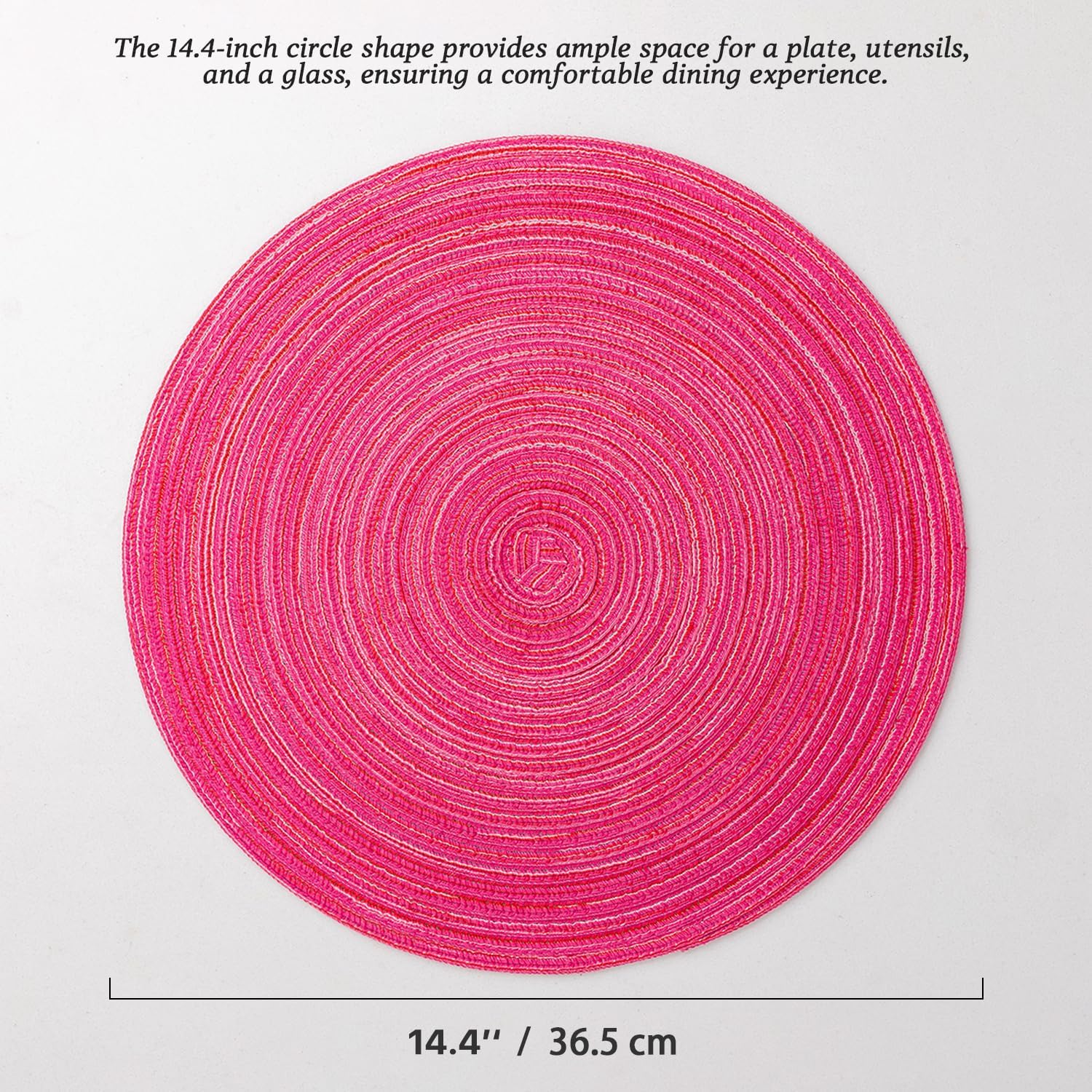 BARoyal Round Placemats Set of 12 Woven Placemats Washable Braided Table Mats for Dining Table Heat Resistant Non-Slip