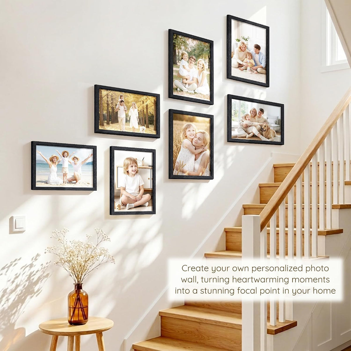Wiscet 8x12 Picture Frame Set of 16, Black Woodgrain | Photo Frame with HD Plexiglass, for Wall or Tabletop Display