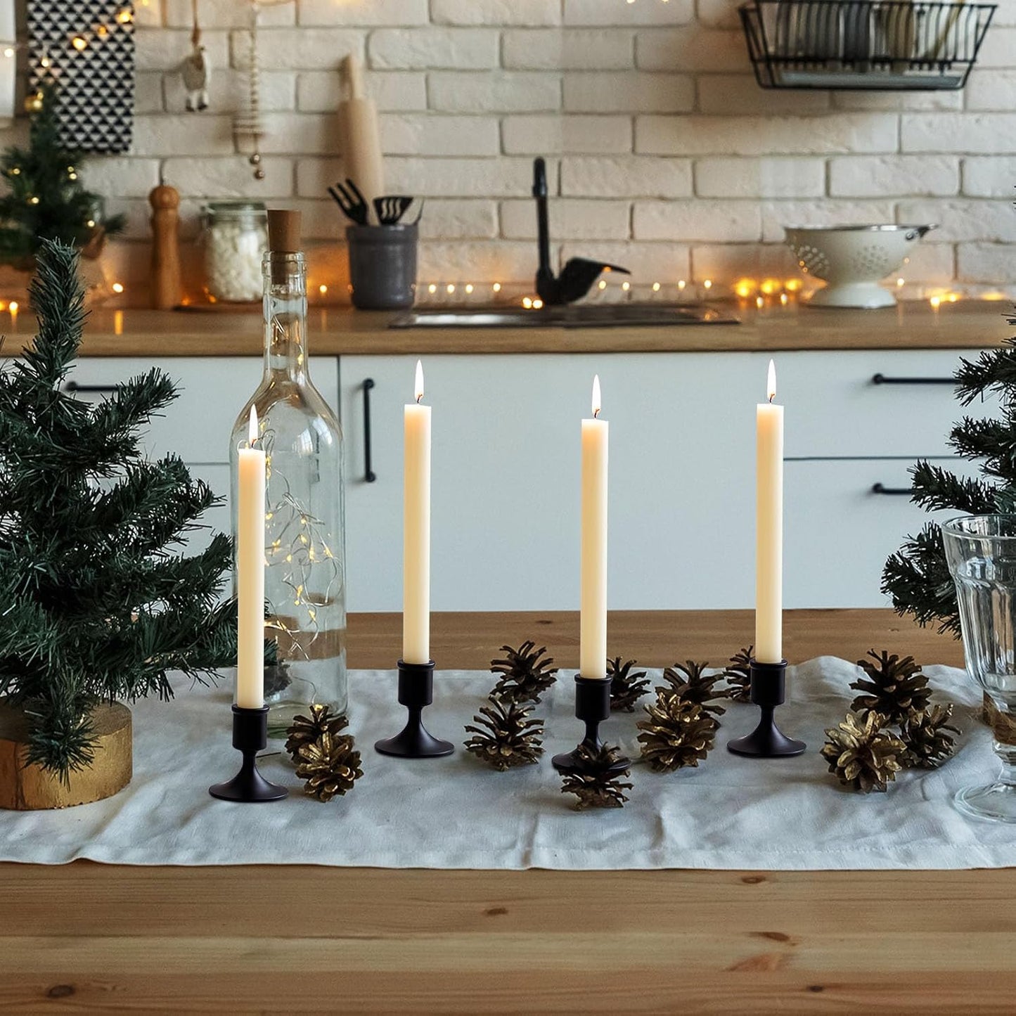 Sziqiqi Black Candlestick Candle Holders Set of 6 for Halloween Table Decor | for 0.87in Taper Candle, Bulk, for