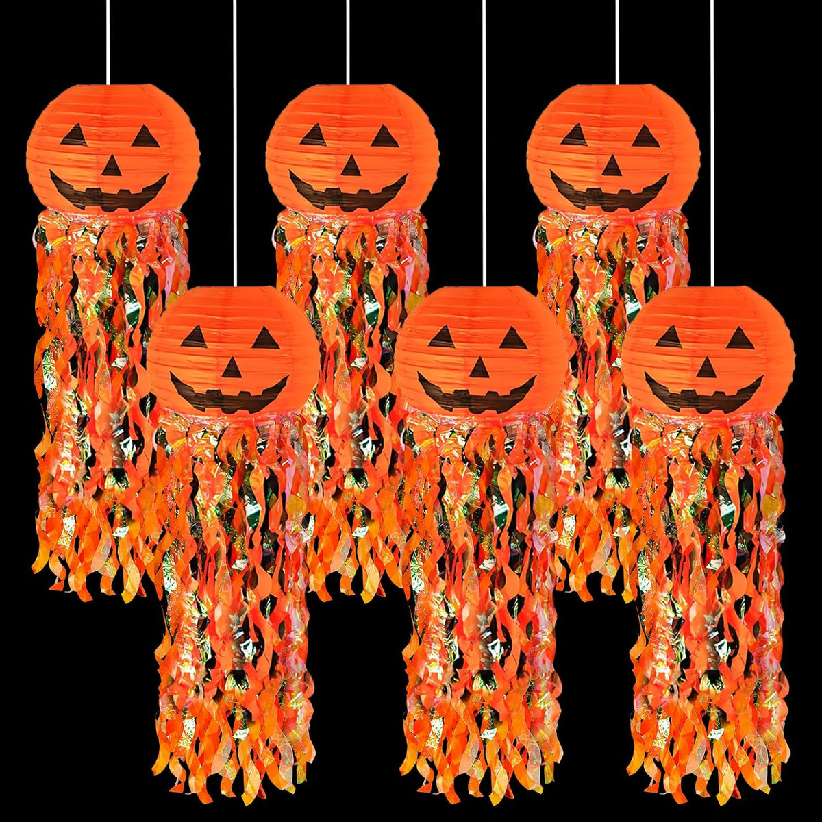 Pumpkin Paper Lanterns, 6 pcs Halloween Party Decorations - Halloween Paper Lanterns - for Outdoor Indoor Halloween Decorations ，Halloween Party Supplies Props