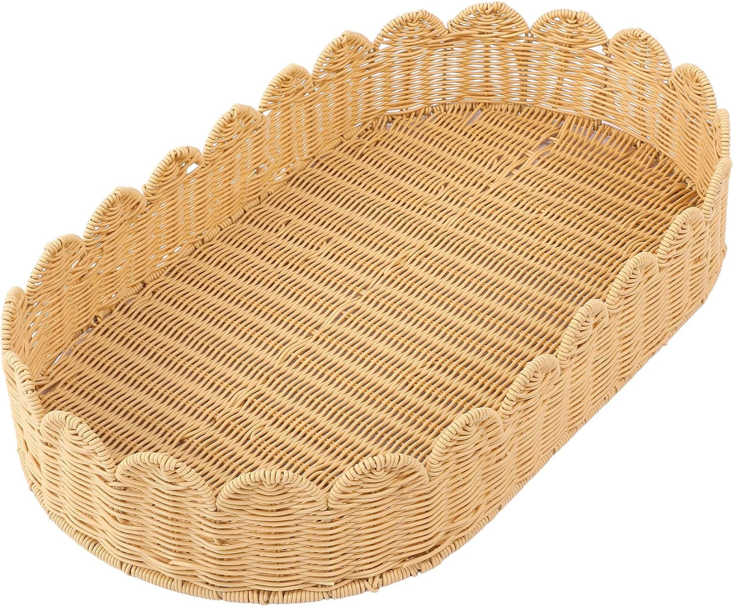 Handmade Scalloped Rattan Baby Changing Basket Changing Table Basket for Baby / 30 x 16.5 x 5.1