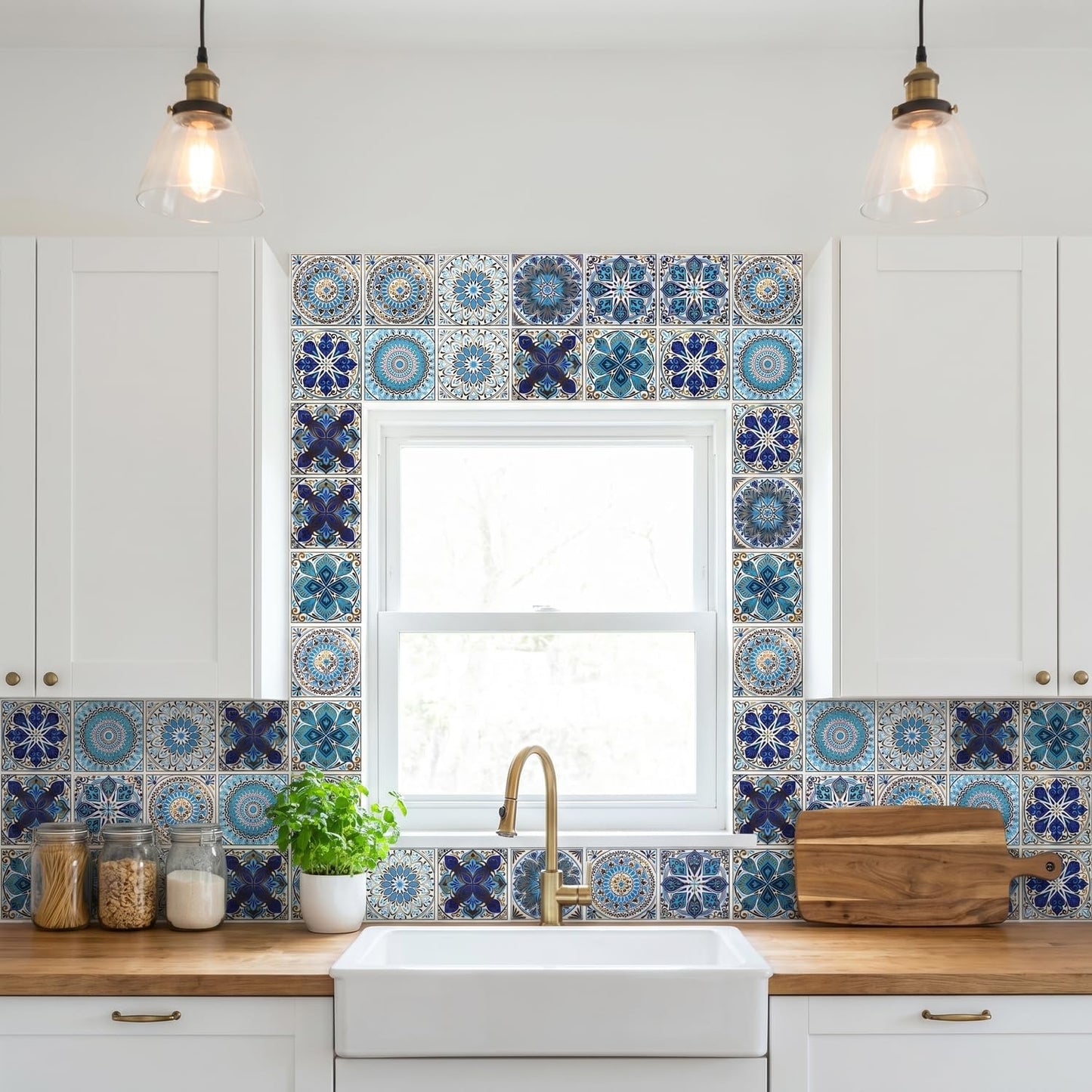 Peel and Stick Tile Stickers / Blue / 6 x 6 / Set of 16