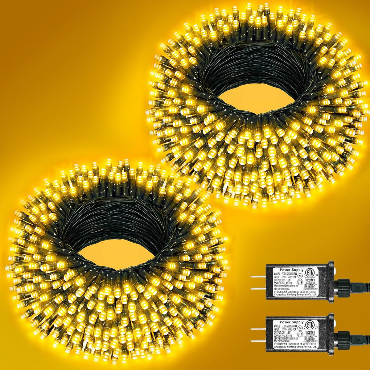 2 Pack Christmas Lights Outdoor, Total 200FT 600 LED Christmas Tree Lights