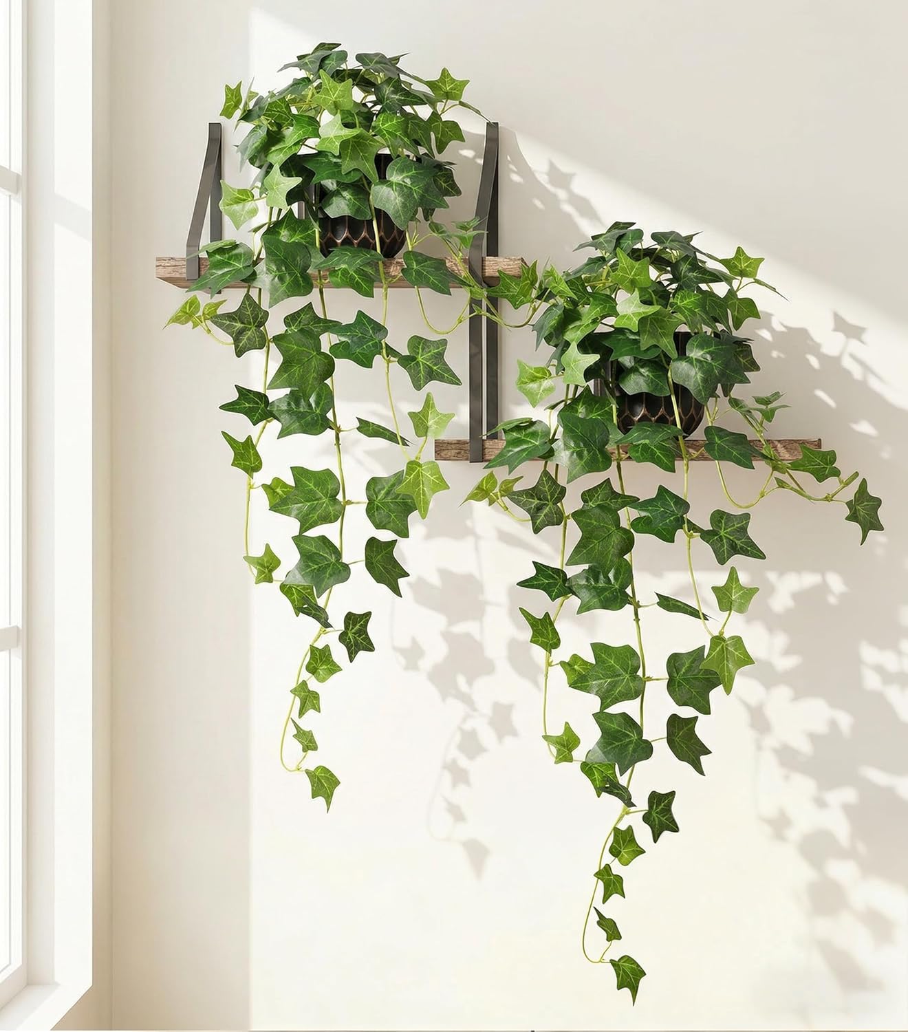 Fake Plants Faux Ivy Plants Potted Indoor Artificial Hanging Plants / Green Ivy Potted / Set of 2
