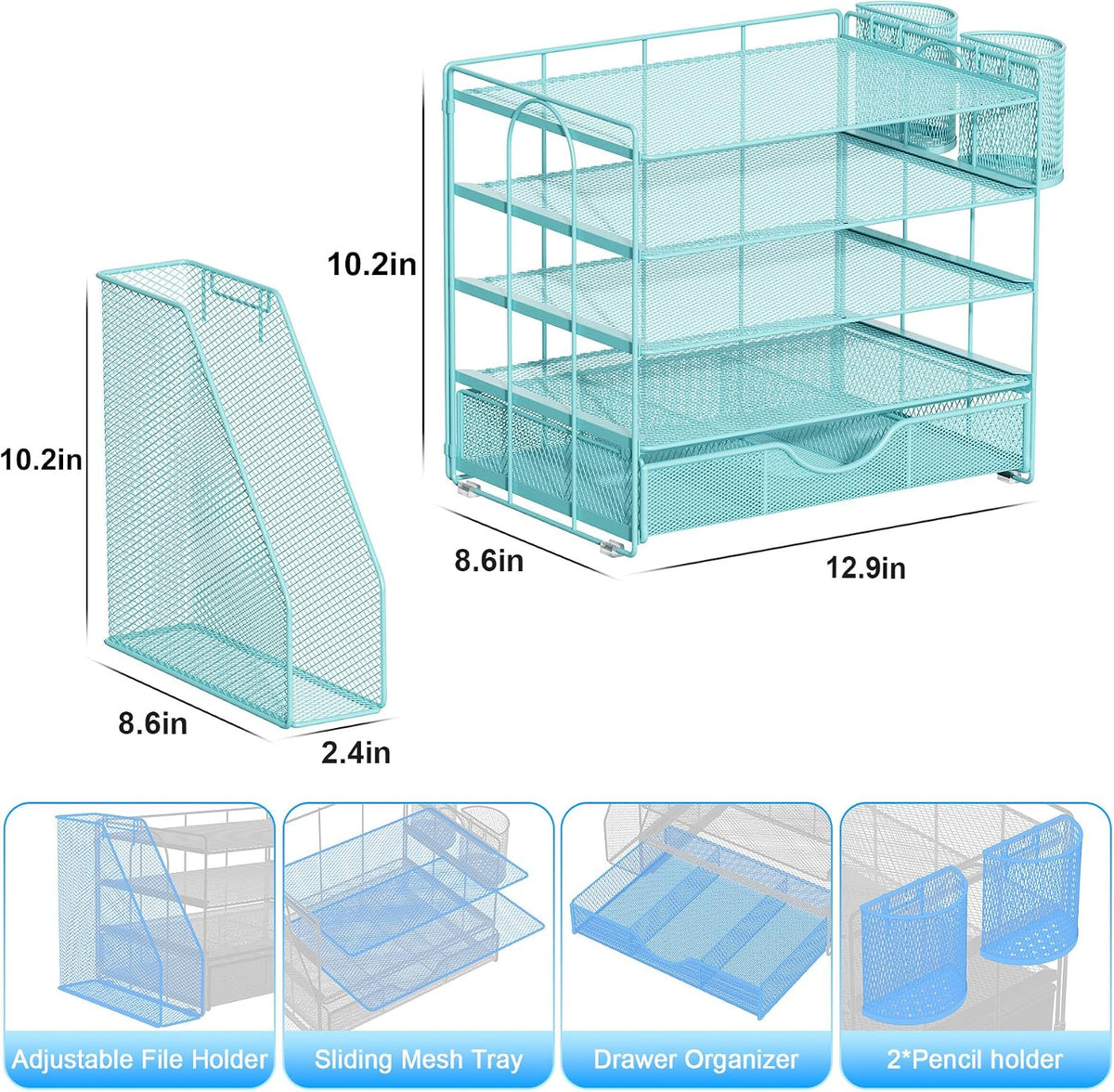 gianotter 5-Tier Desk Organizer with Drawers and File Holders | Letter Trays and Pen Holders - Workspace Accessories