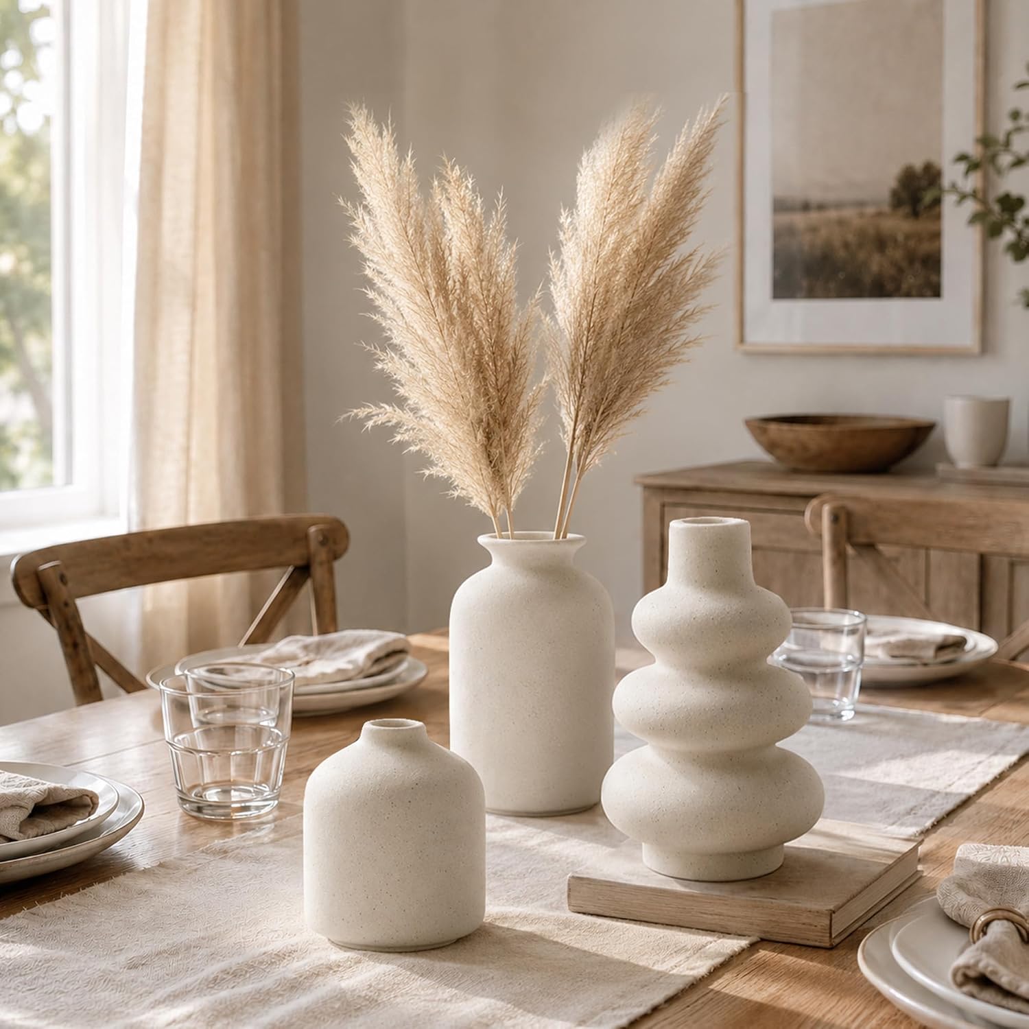 Farmhouse Vases Rustic Vintage Living / 4.8"h-beige White / Set of 6