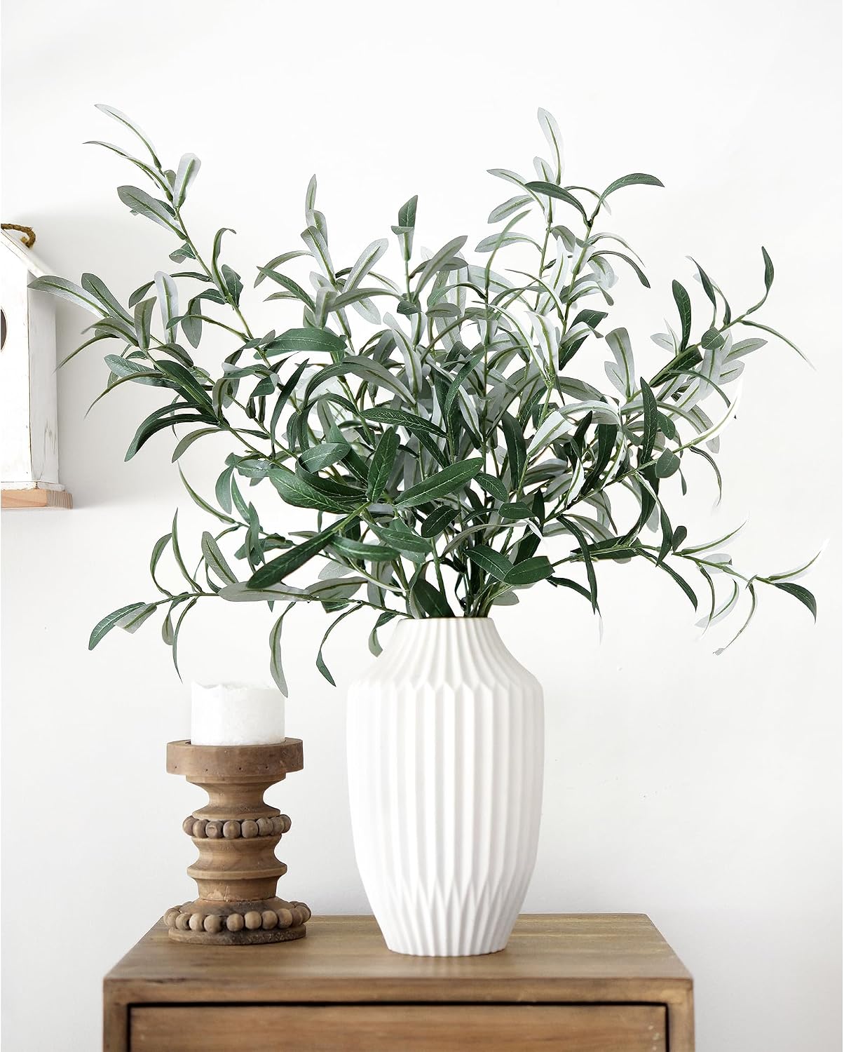 Artificial Olive Branches / Olive Leaves 6 Stems / Gray / 30 Inch