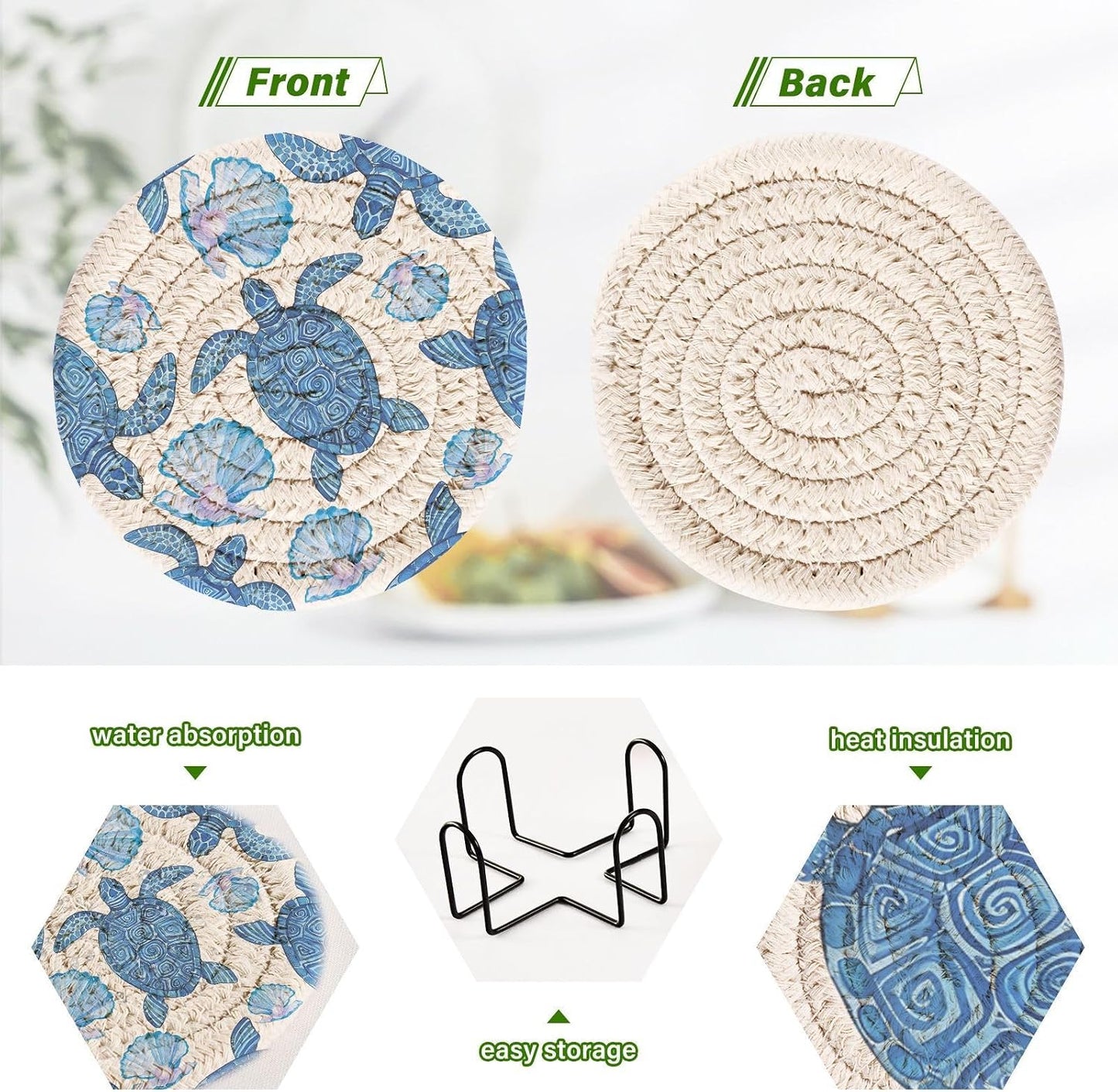 Holder / Absorbent Cotton Woven Coaster / Gary / Set of 6