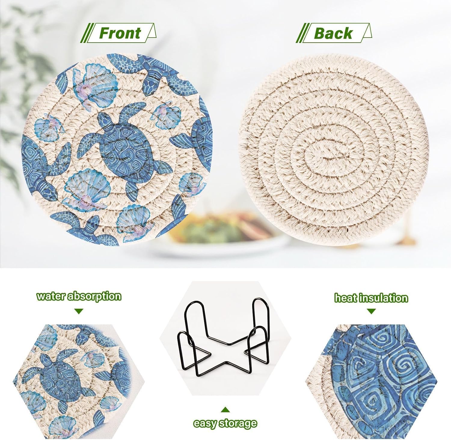 Holder / Absorbent Cotton Woven Coaster / Gary / Set of 6