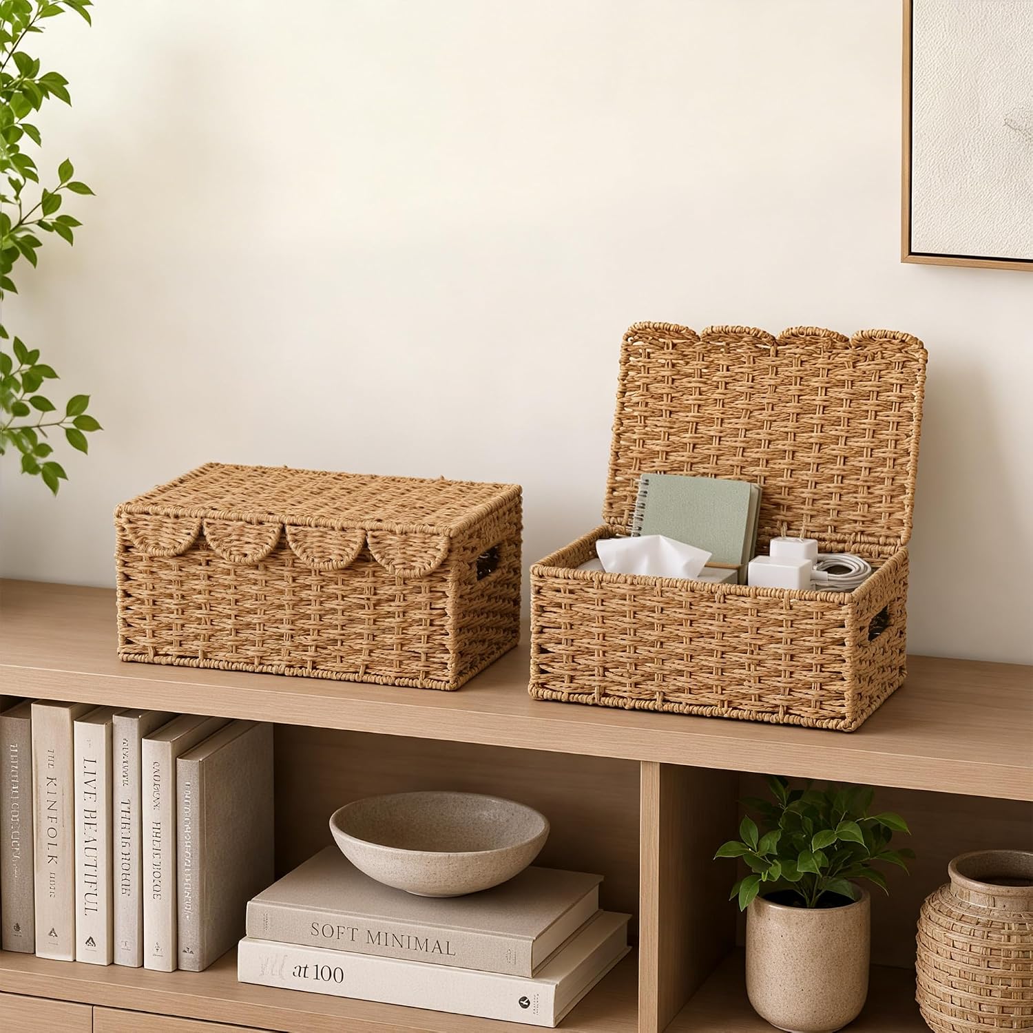 Scalloped Wicker Baskets / Set of 2