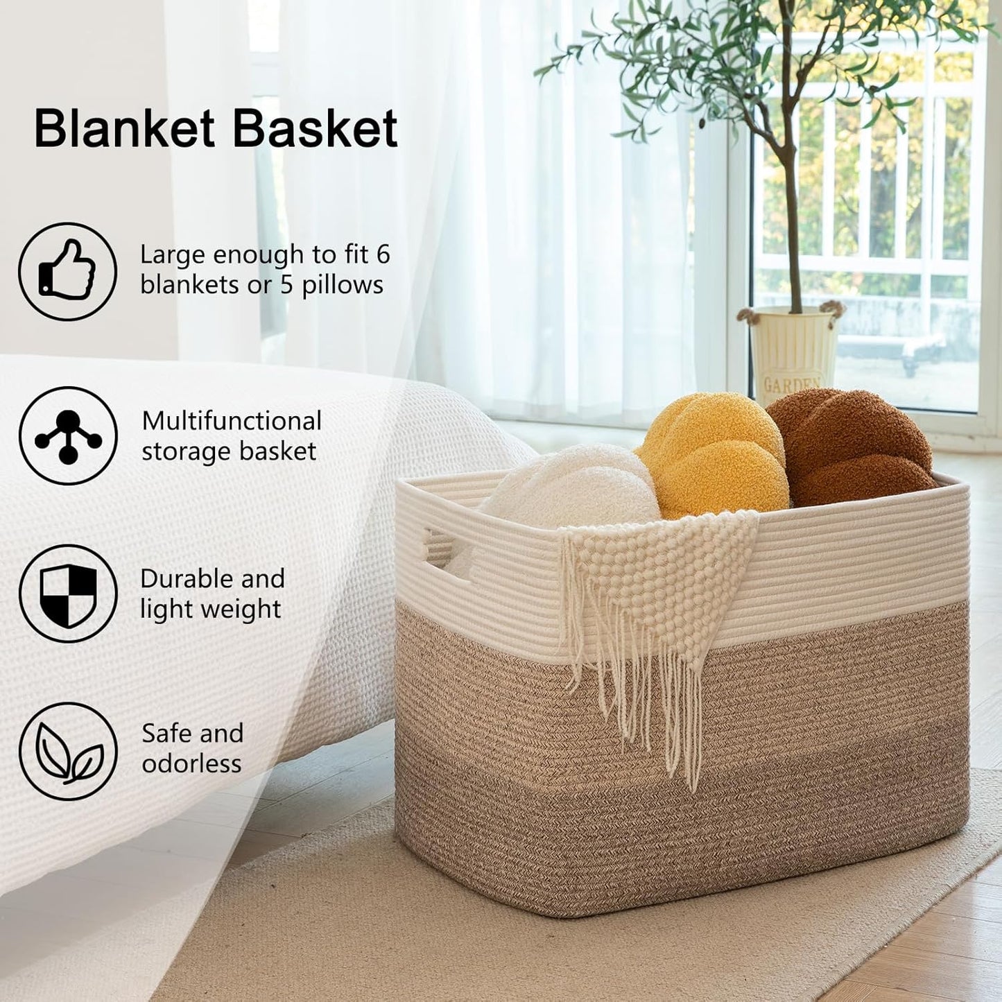 Rectangle Woven Baskets for Storage / Gradient Yellow / 25 x 16 x 16