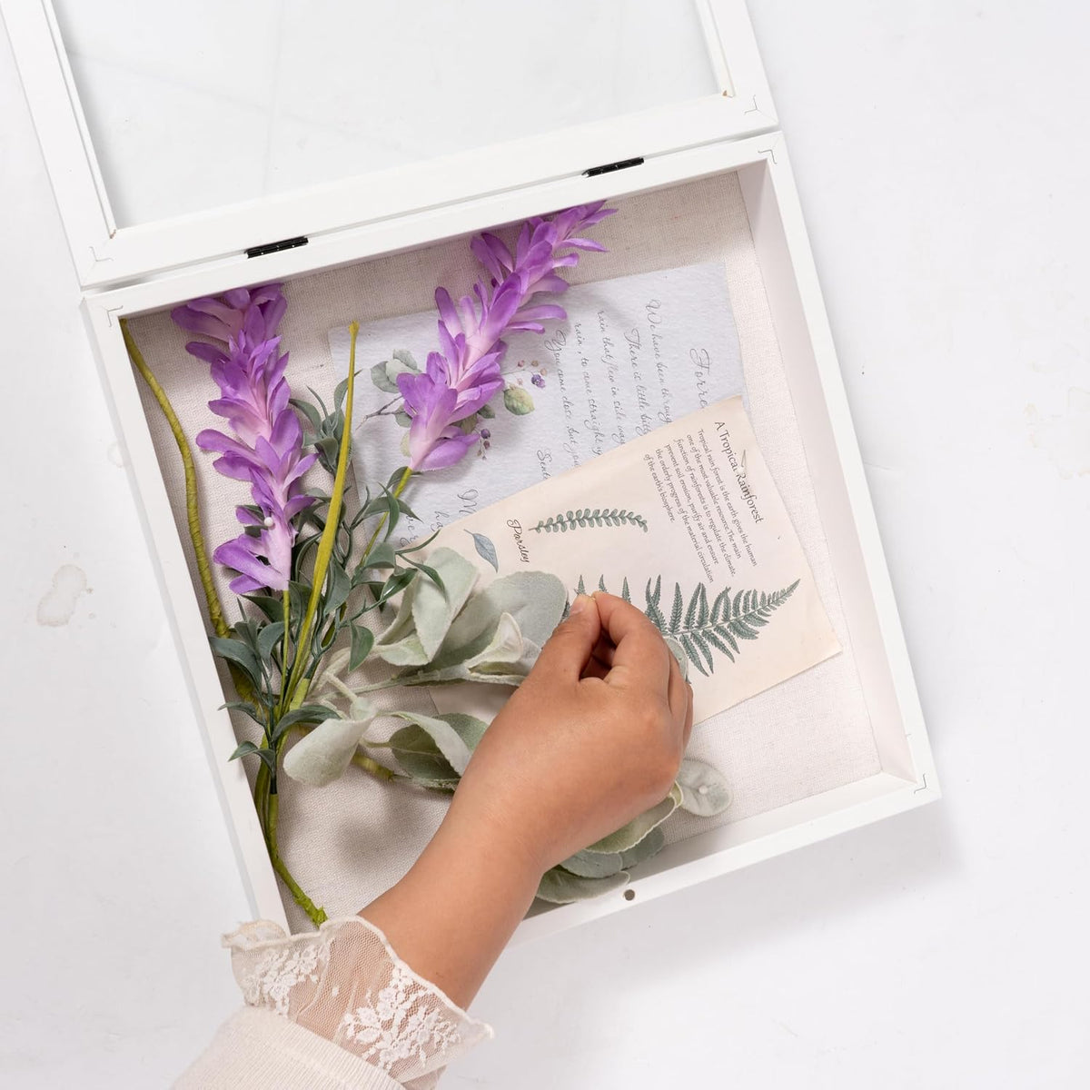 12x12 Shadow Box Frame with Linen Back, Wood Glass Display Case for Medals, Photos, Memorabilia, Awards - Pins